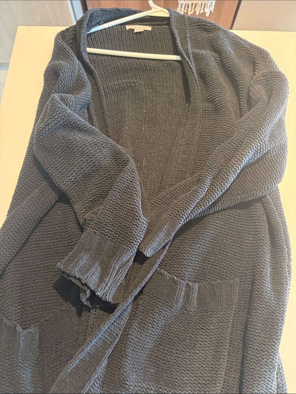 American Eagle Outfitters Black Open-Front Knit Cardigan
